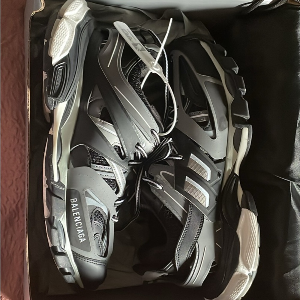 Balenciaga Black and Gray Athletic Shoes with Rugged Design